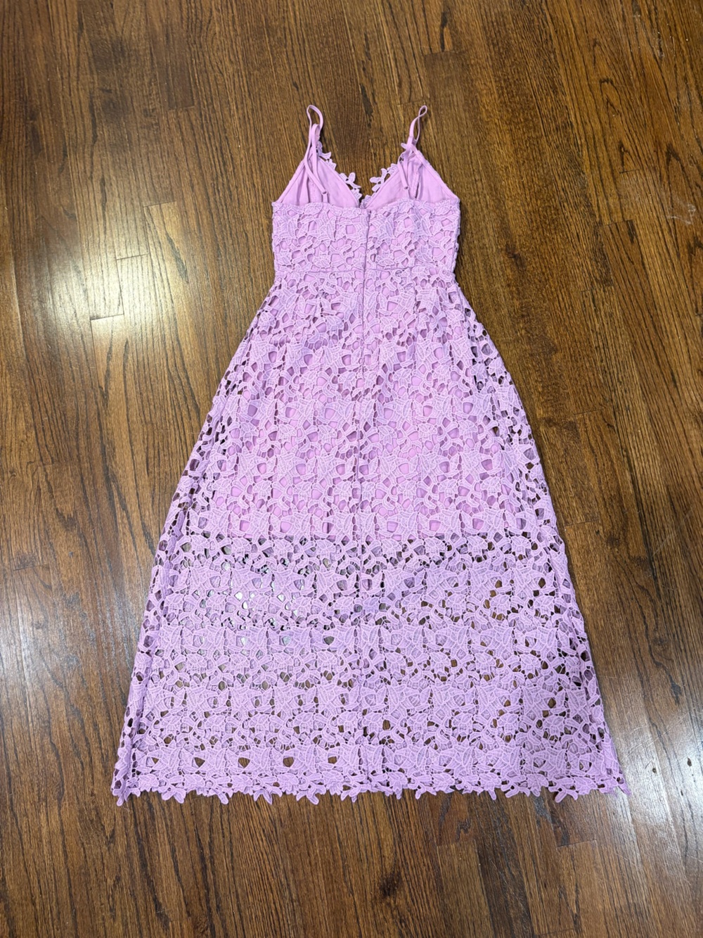 Astr Lavender Lace Midi Dress with Spaghetti Straps - Picture 2 of 3